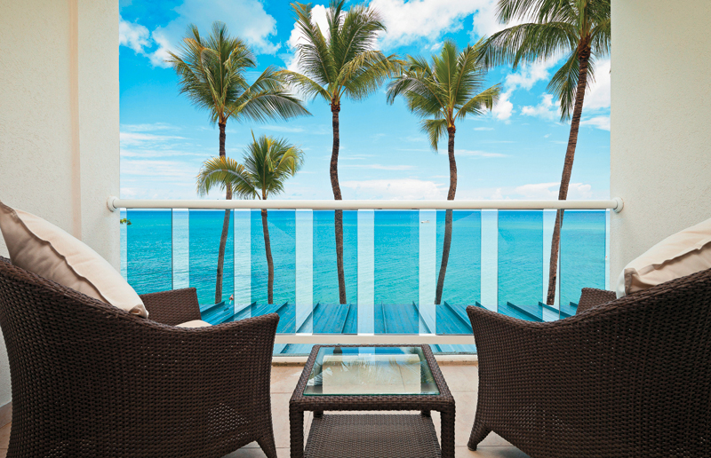The ocean front rooms at Waves Hotel  Spa have either a private balcony or patio 