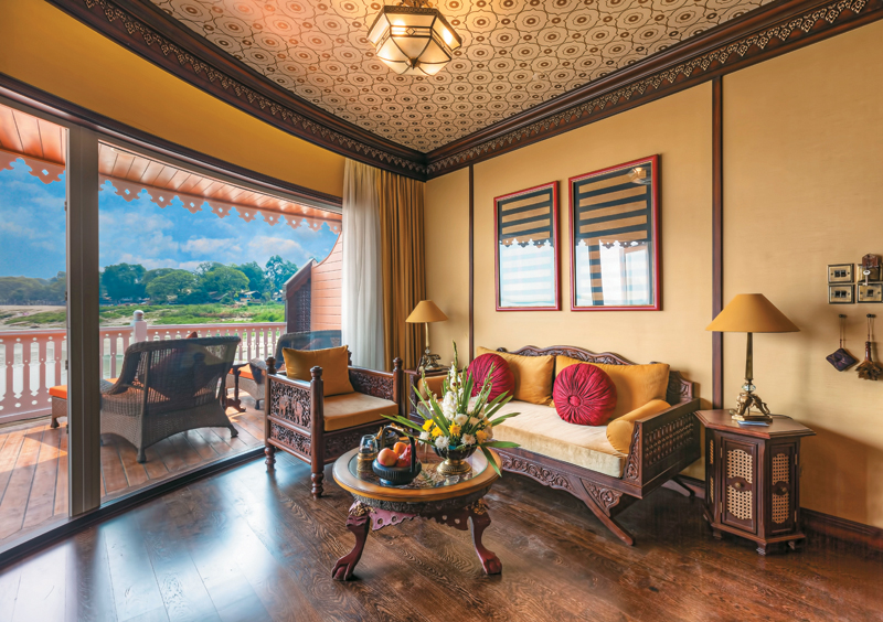 A Royal Suite on Anawrahta named after a famous Burmese monarch  Kyansitta The suite displays elaborate woodcarvings wor