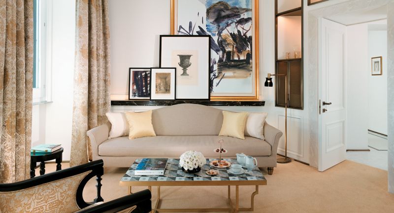 Hotel Eden in Rome which closed for a massive renovation reopens April 1 A suite living room is shown here
