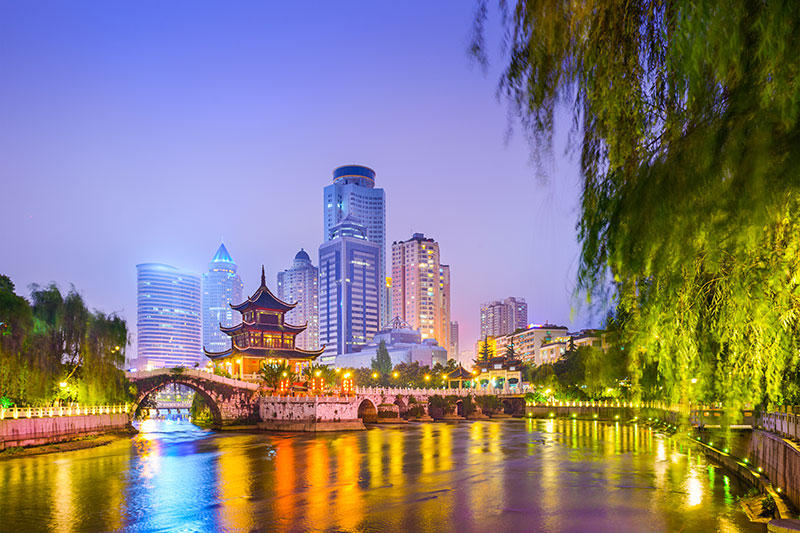 Cityscape of Guiyang China at night
