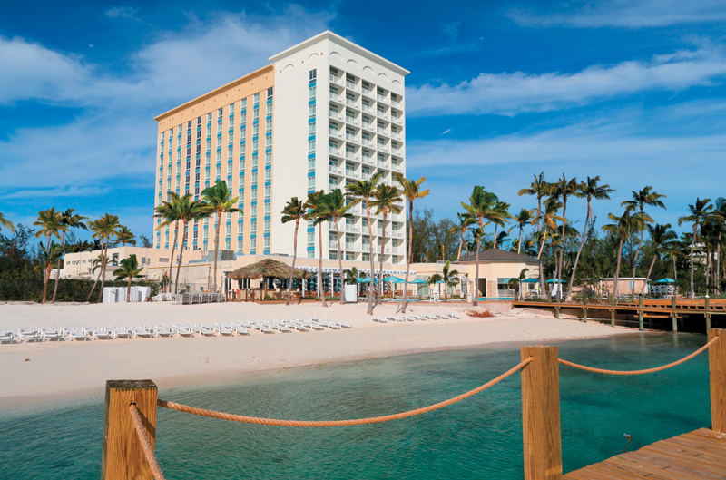 Warwick Paradise Island Bahamas seen from the harbour beach