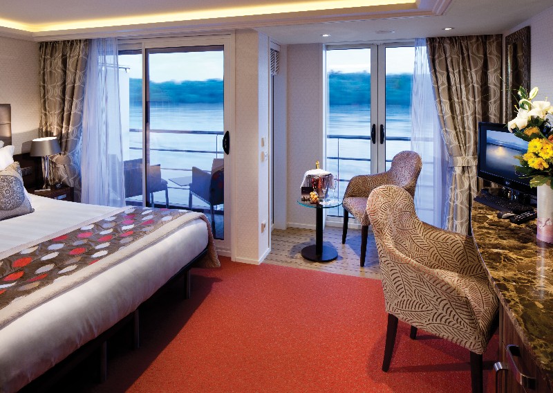 AmaCerto AmaWaterways Twin Balcony Concept Stateroom Copyright by AmaWaterways Editorial Use Only