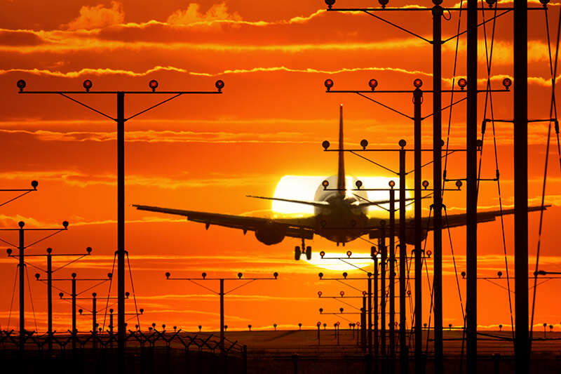 Plane landing at LAX