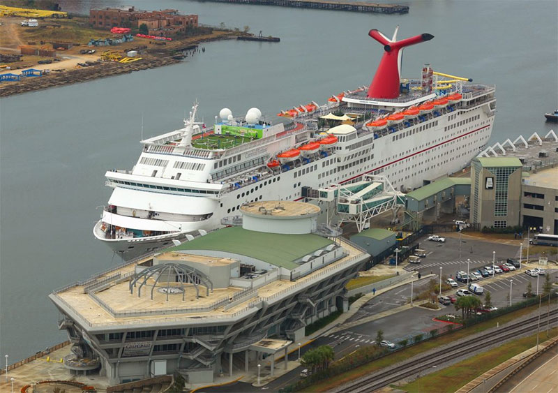The Carnival Fantasy docked in Mobile AL
