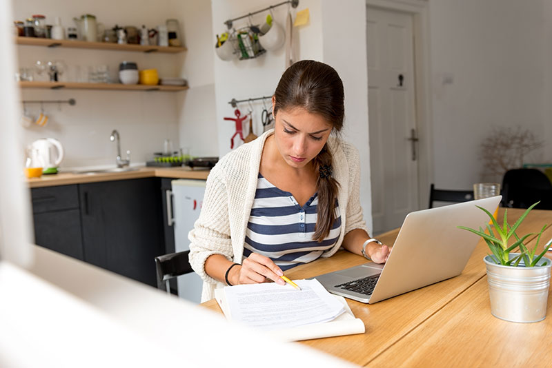 Woman working at home