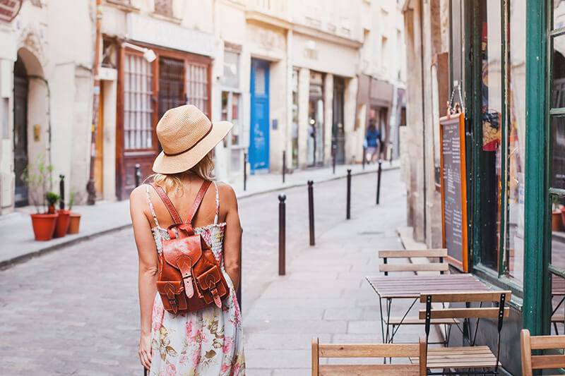 Woman traveling alone in Europe