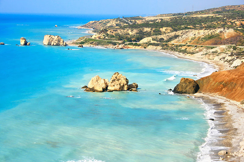 Petra tou Romiou Aphrodites legendary birthplace in Paphos Cyprus