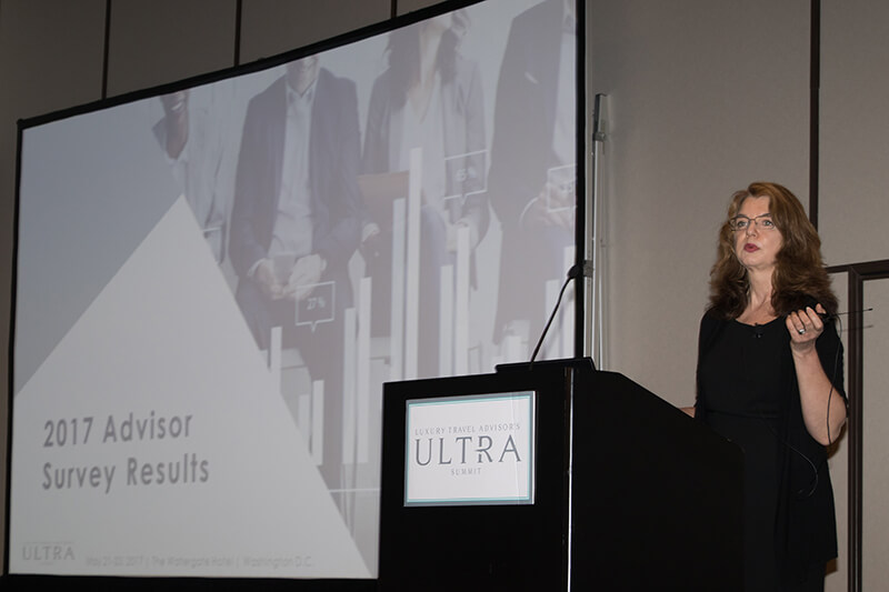 Ruthanne Terrero on stage presenting at ULTRA 17 