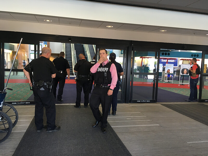 Police outside of Bishop International Airport in Flint Michigan