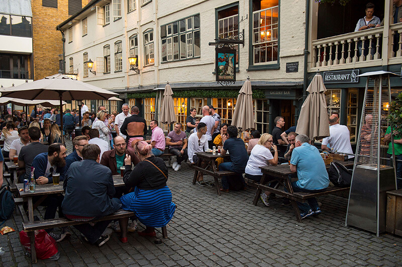 People at the George pub in Borough High Street London
