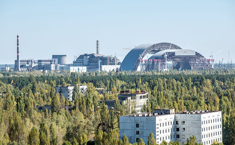 The abandoned Pripyat town outside of Chernobyl