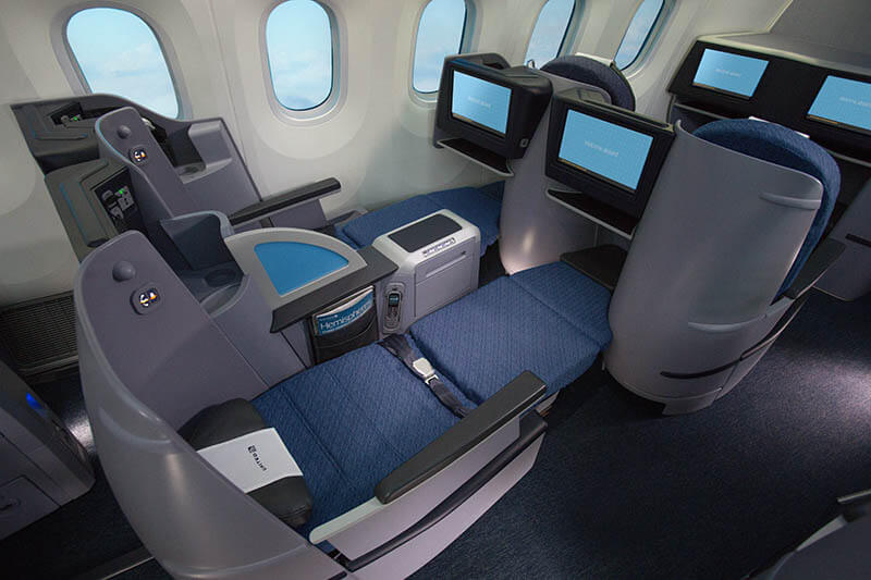 United Airlines business class flatbed