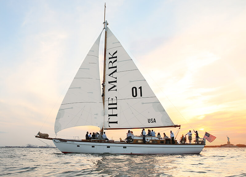 The Mark Sailboat sailing in the New York Harbor