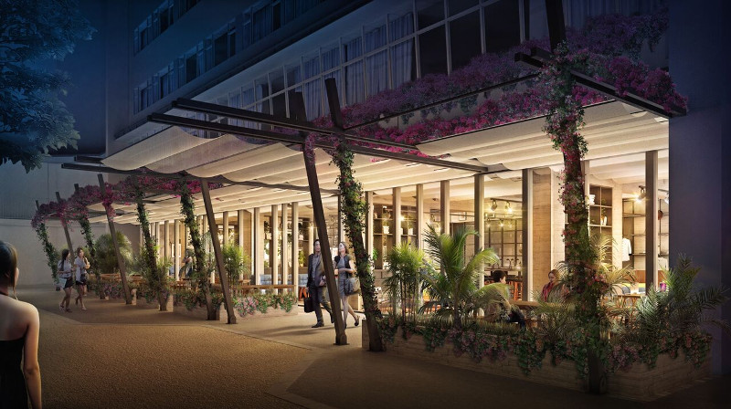 Exterior of the Hotel G Yangon at night