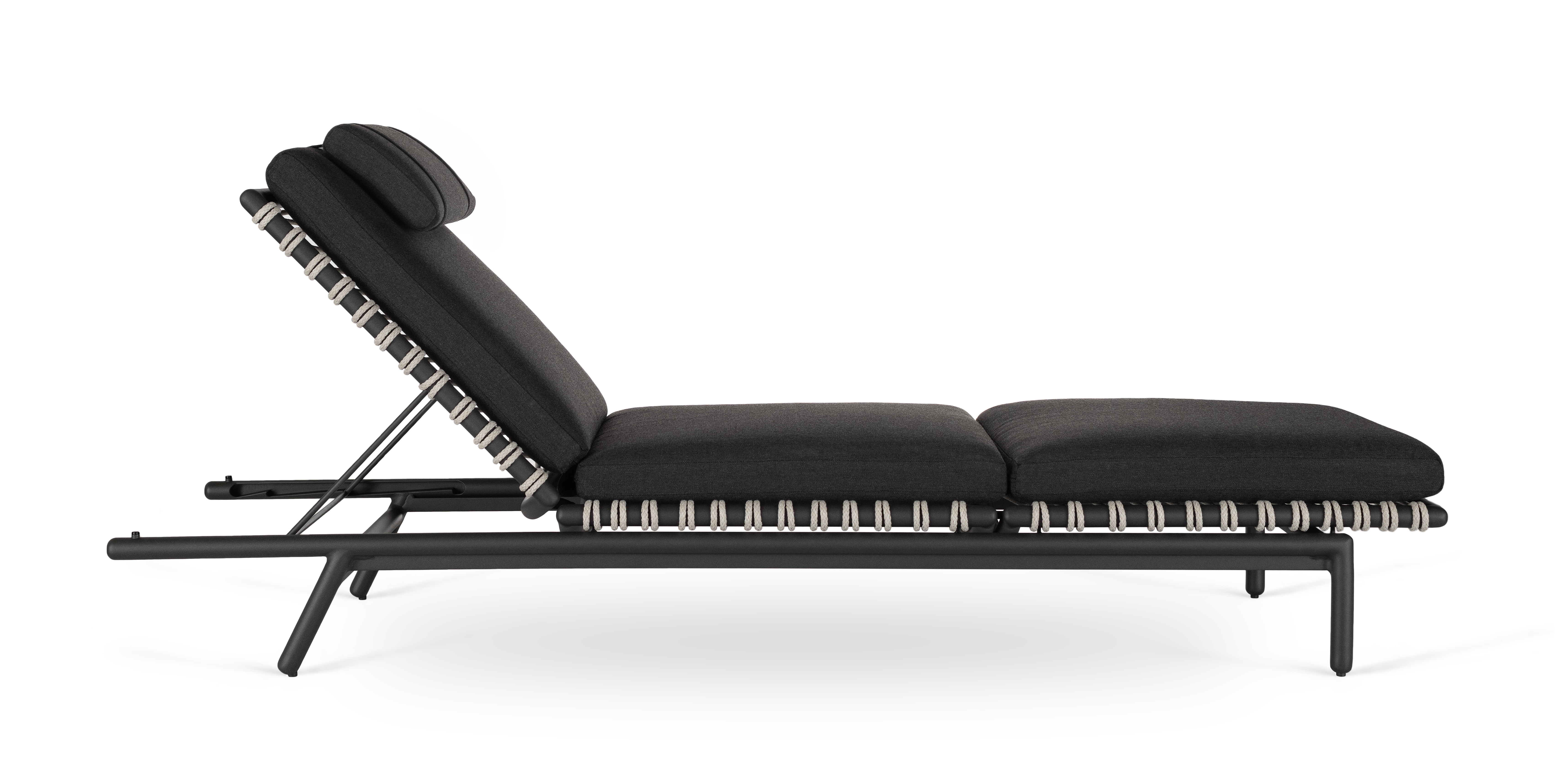 The Oscar Chaise features multidimensional rope that forms a striking silhouette visible from all angles 