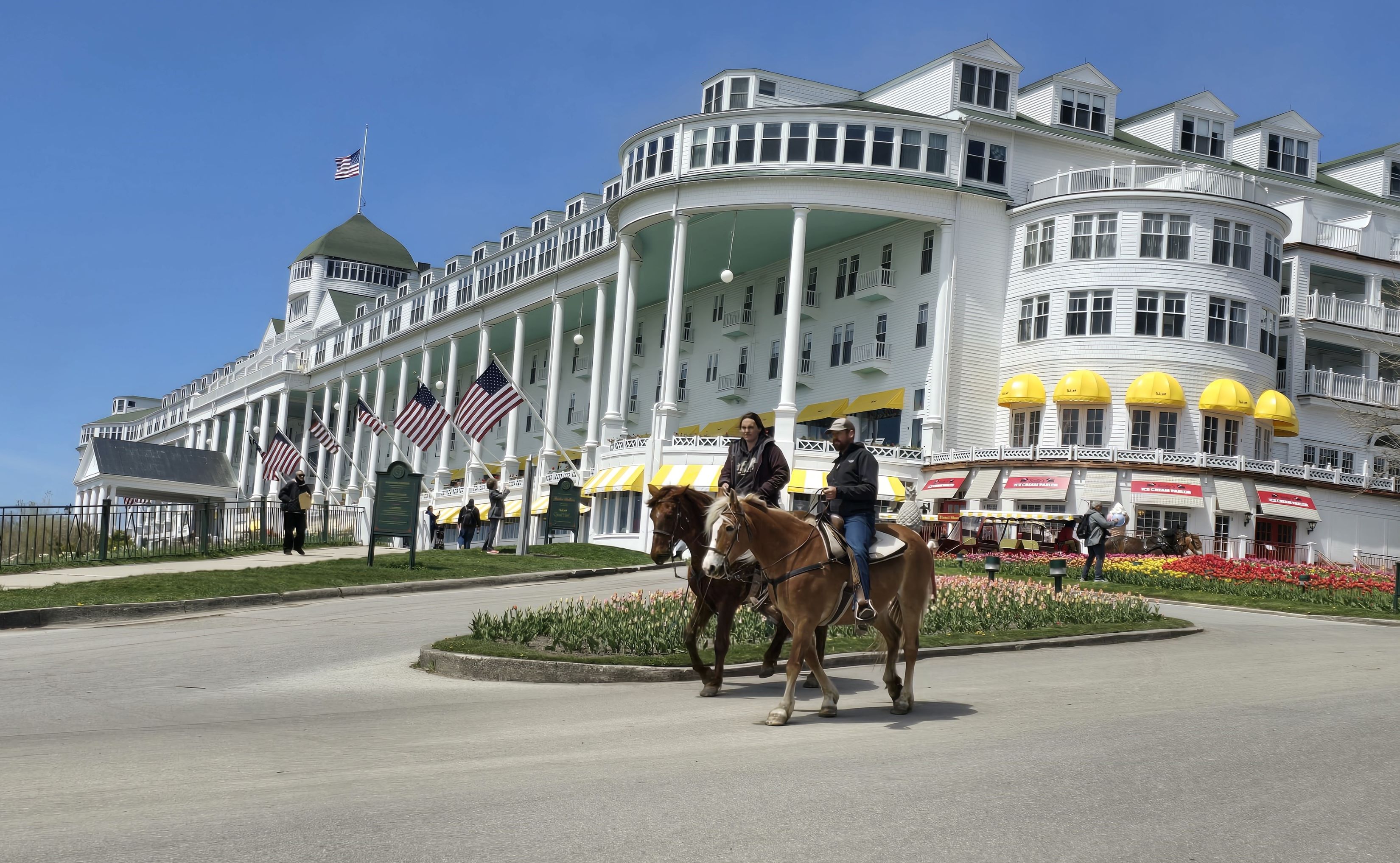 The Grand Hotel Mackinac Island MI is a historic property where the movie Somewhere in Time was filmed on site