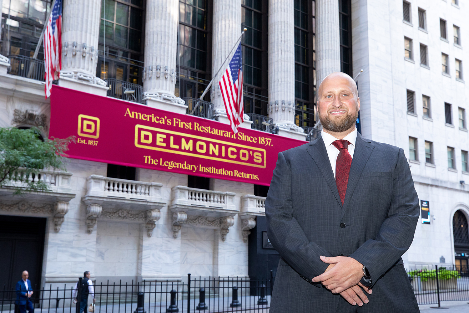 Dennis Turcinovic owner and managing partner Delmonicos Hospitality Group stands in front of Delmonicos