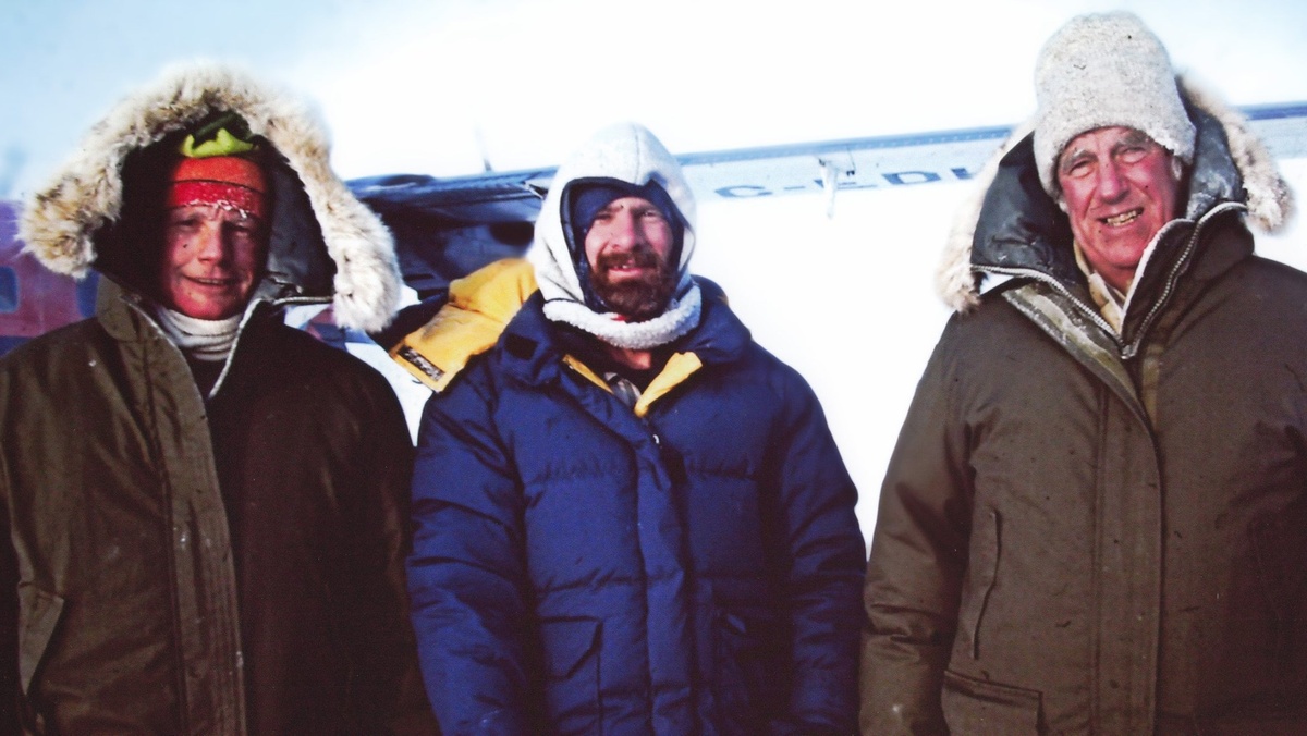 Neil Armstrong Expedition Leader Mike Dunn and Sir Edmund Hillary at the North Pole in 1985 Photo credit Peter Hillary