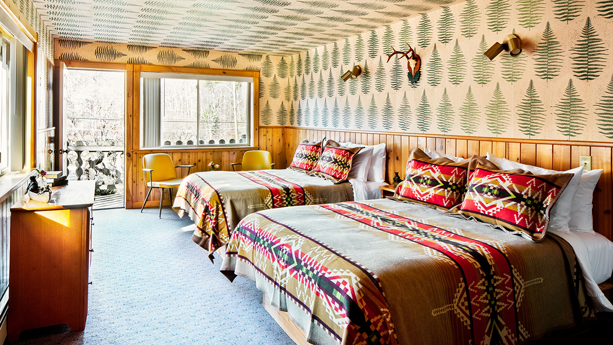 Newly refreshed guestroomUrban Cowboy Lodge  Resort
