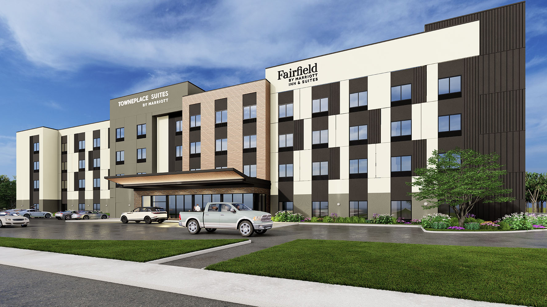 Exterior of the TownePlace Suites and Fairfield Inn  Suites in Paris Texas