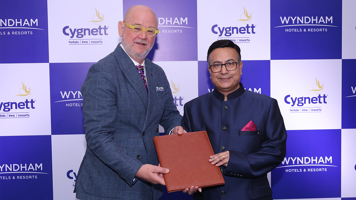 Dimitris Manikis president EMEA Wyndham Hotels  Resorts and Sarbendra Sarkar founder  managing director Cygnett Hotels