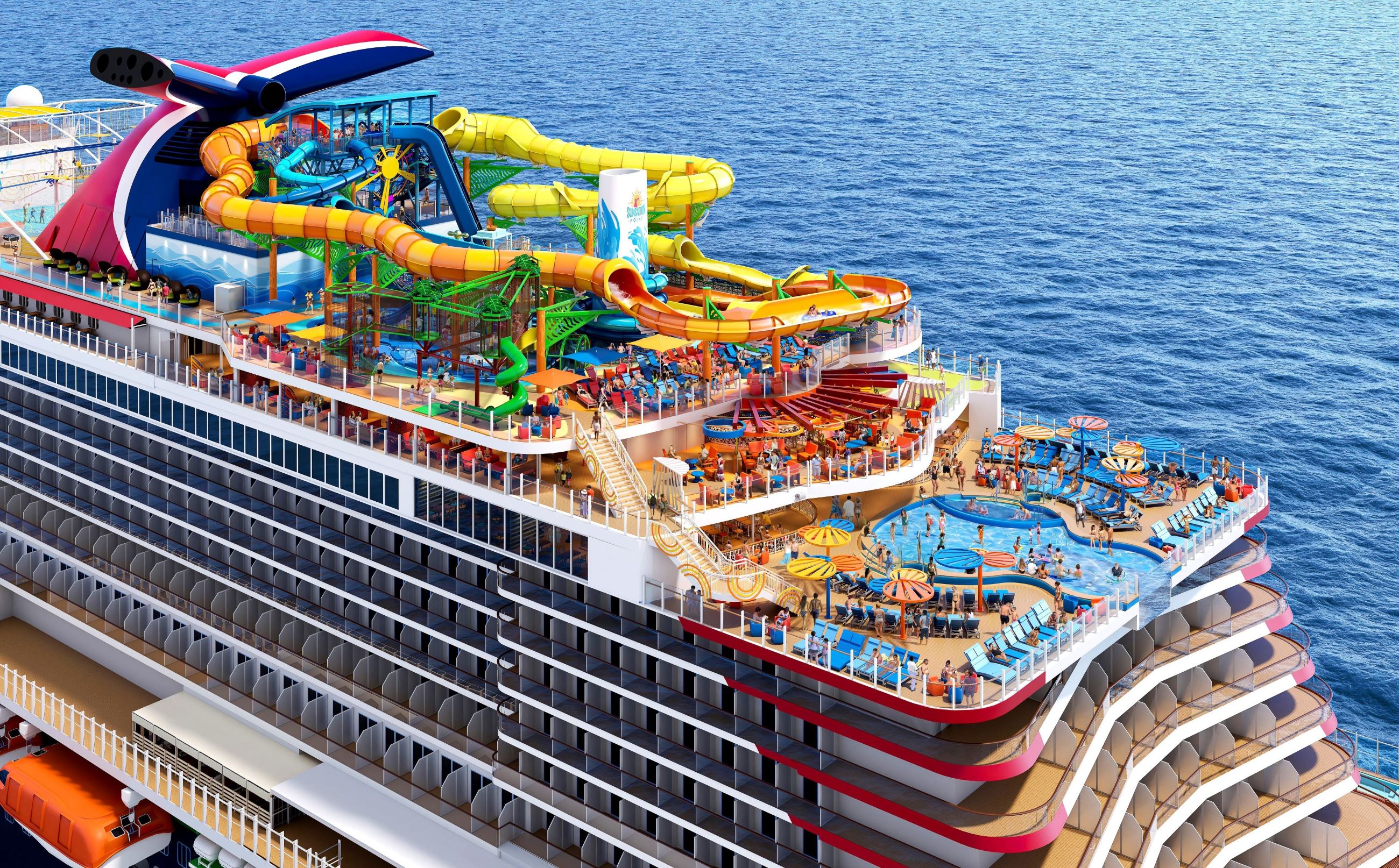 Sunsation Point Day will be a razzle-dazzle waterpark and water play area atop the new Carnival Festivale