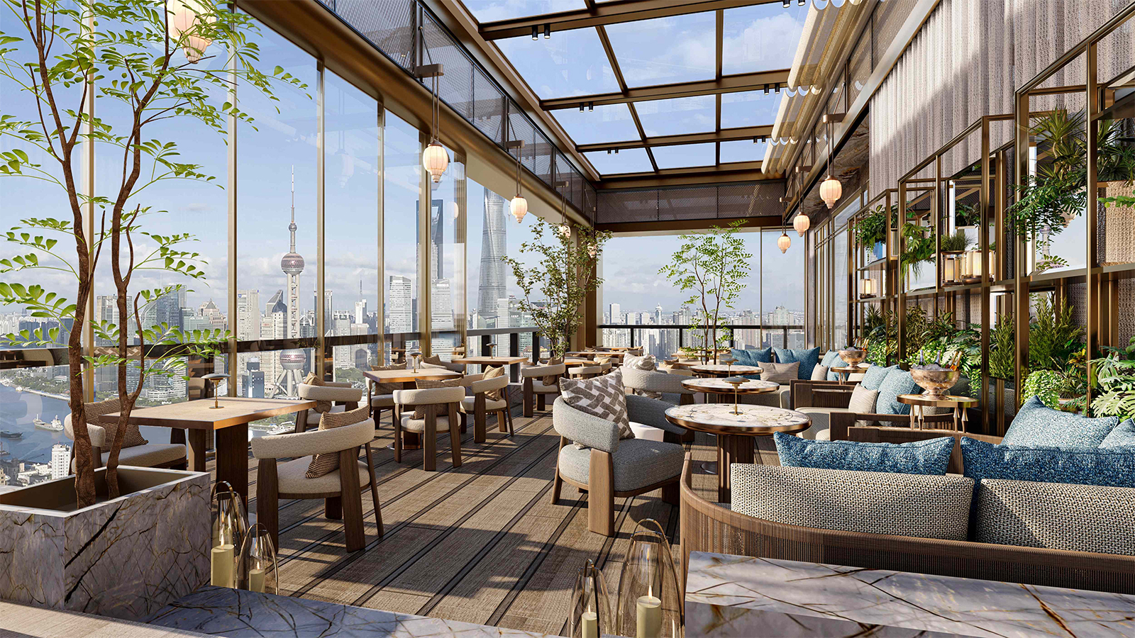Terrace of Spago Shanghai at The St Regis on the Bund Shanghai