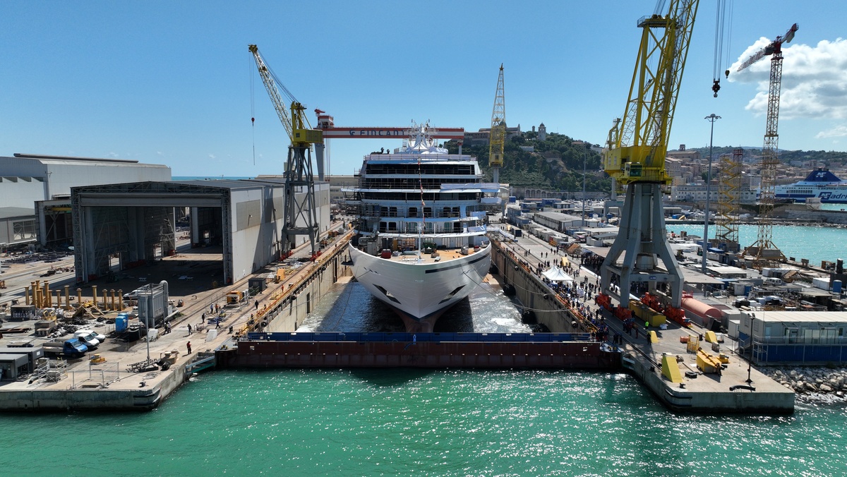Viking Mira at the float out ceremony in Ancona
