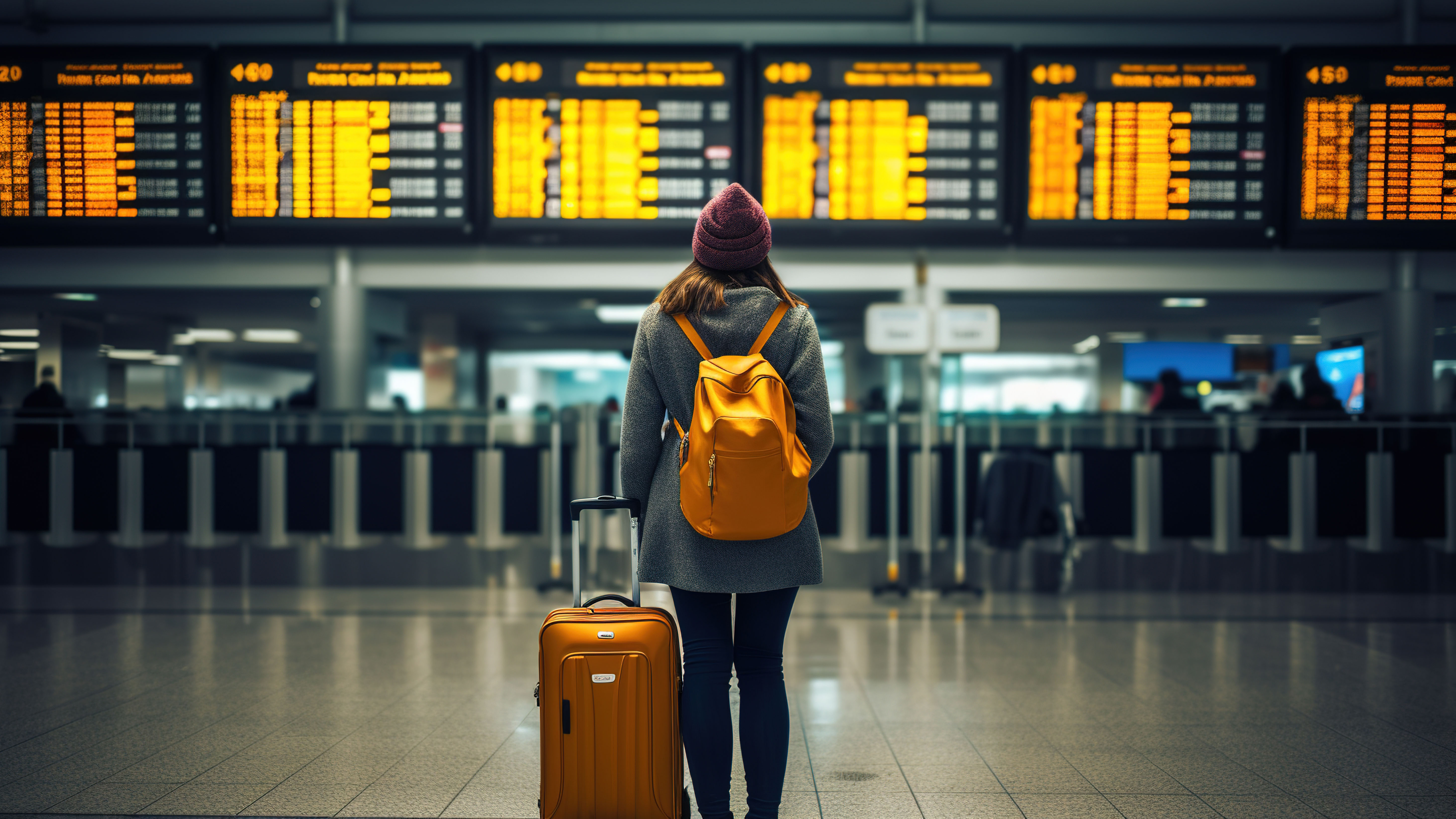 Woman traveler at airport