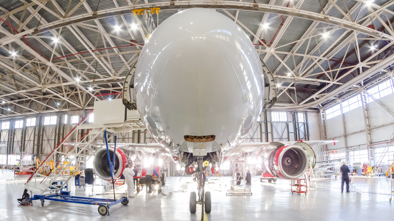 Aircraft in hanger