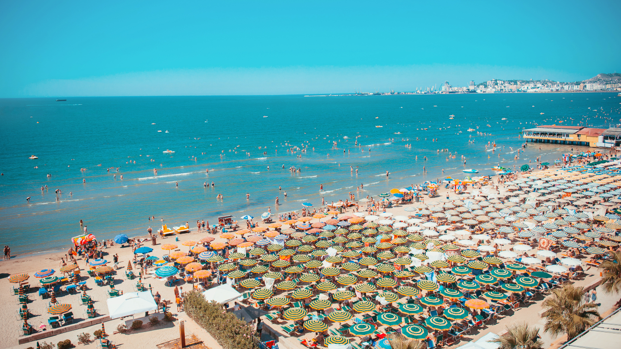 Aerial view Albanian Adriatic sea coastline