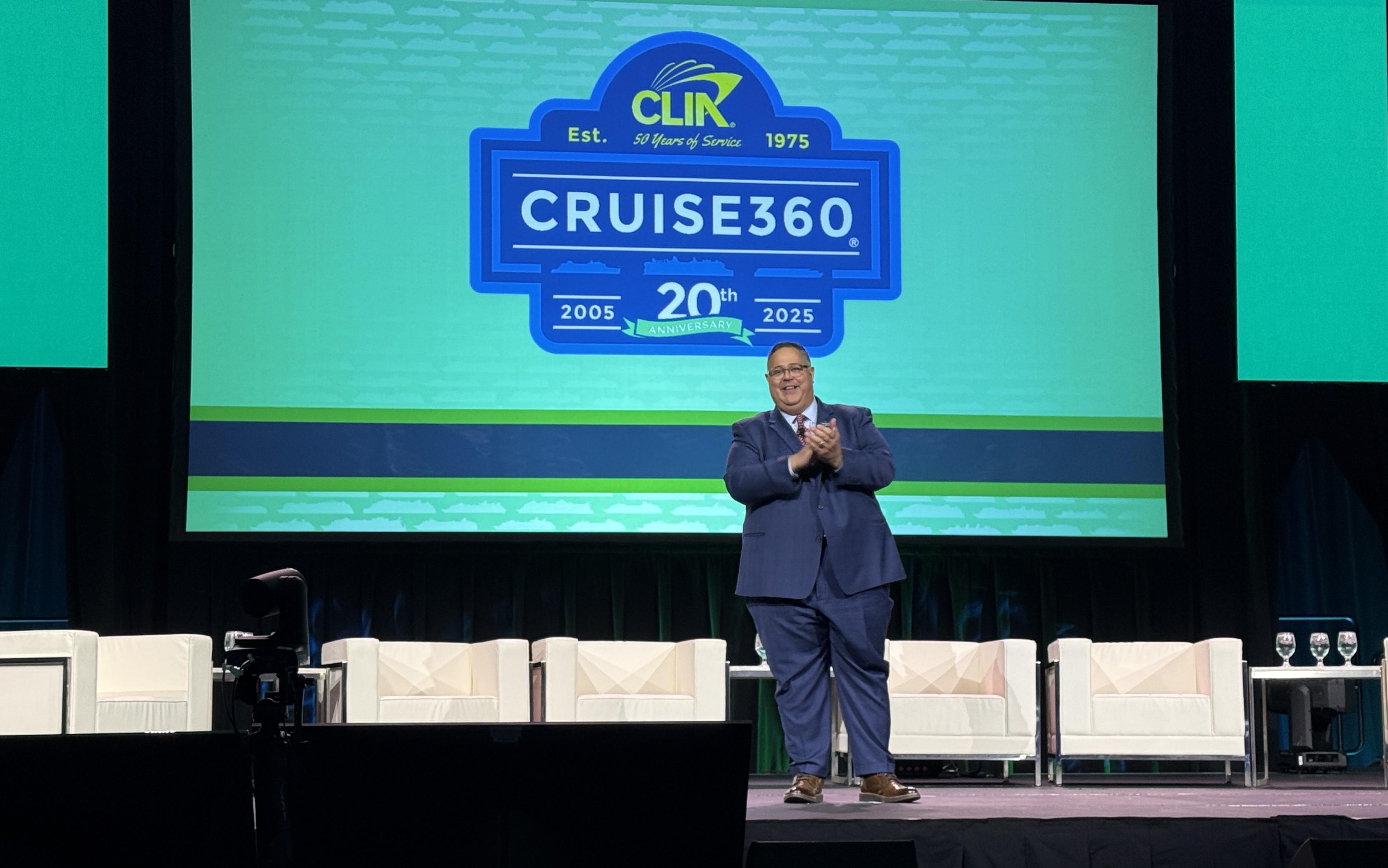Charles Sylvia vice president industry and trade relations addresses advisors at the annual Cruise360 conference in South 
