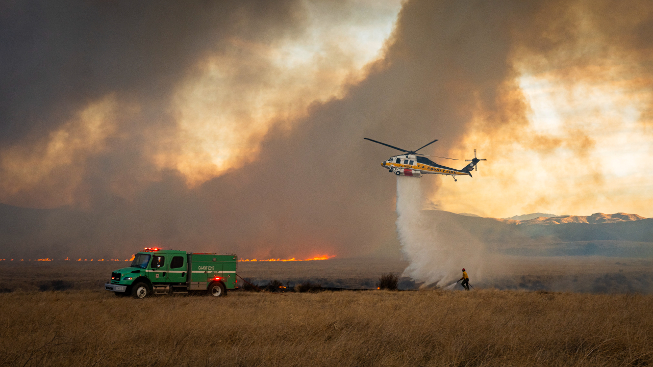 The Hughes Fire burns in and around Castaic CA Wednesday January 22nd 2025