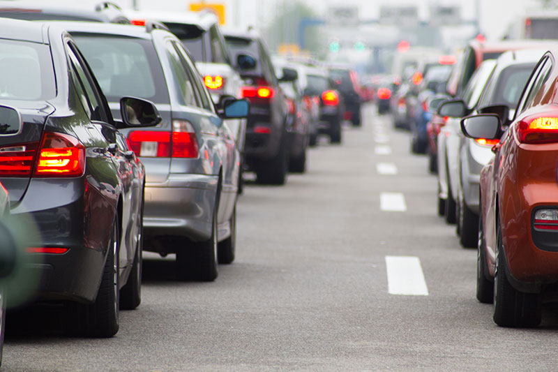 Cars sitting in a traffic jam