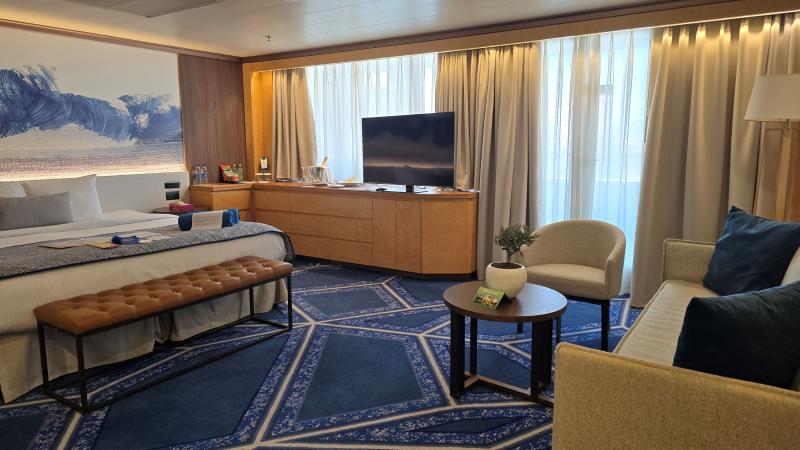 Spacious suite, #10035, on Celestyal Journey, now sailing for Celestyal Cruises.