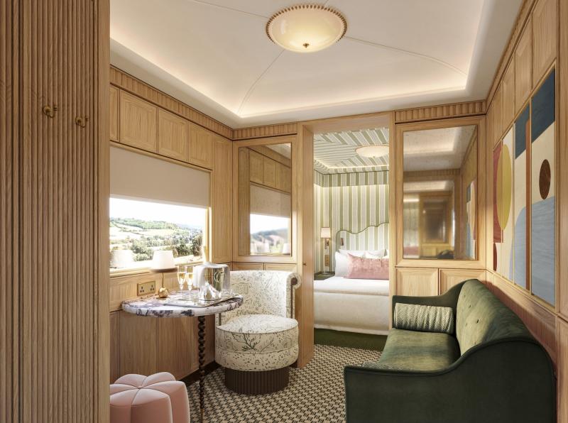 With just 18 cabins — 11 Double Suites, four Twin Suites, and three Grand Suites — the train accommodates 36 guests.
