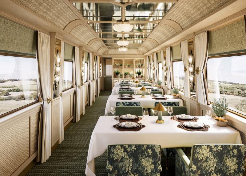 Meals are served in the stylish dining cars, Malva and Samphire — named after botanicals found along the train’s routes.