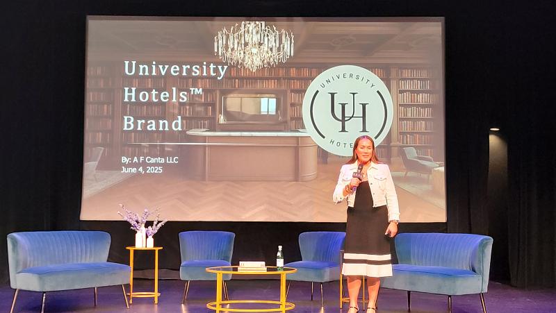 Aileen Canta announced her new hospitality brand from the stage at the Boutique Hotel Investment Conference.