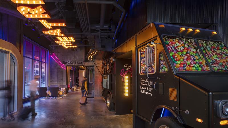 JCJ Architecture incorporated local touches into the design of the Moxy Boston Downtown.