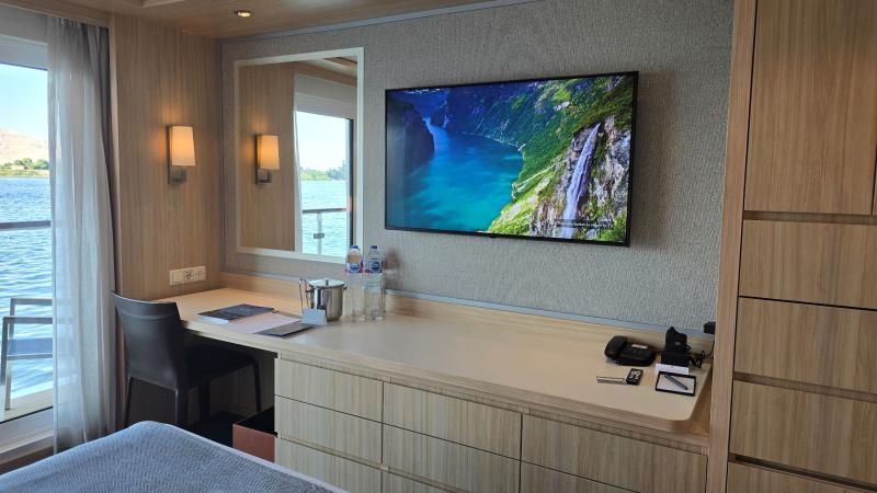 A desk and plenty of storage space await in #210 on Viking Sobek.