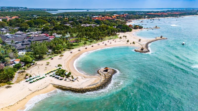 View of Nusa Dua beach in southern Bali, Indonesia