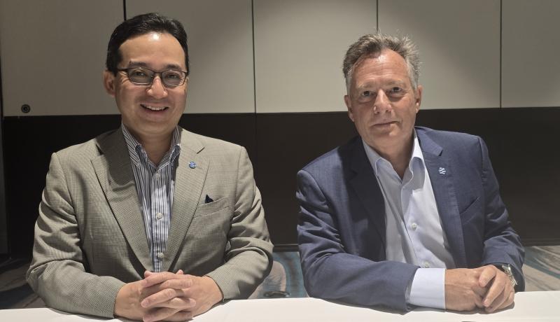 Mitsui Ocean Cruises executives, Tsunemichi Mukai, president and CEO, and Anthony Kaufman, head of commercial strategies,