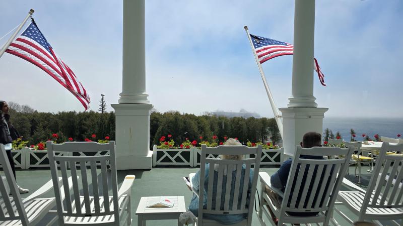 The front porch of The Grand Hotel, Mackinac Island, MI.