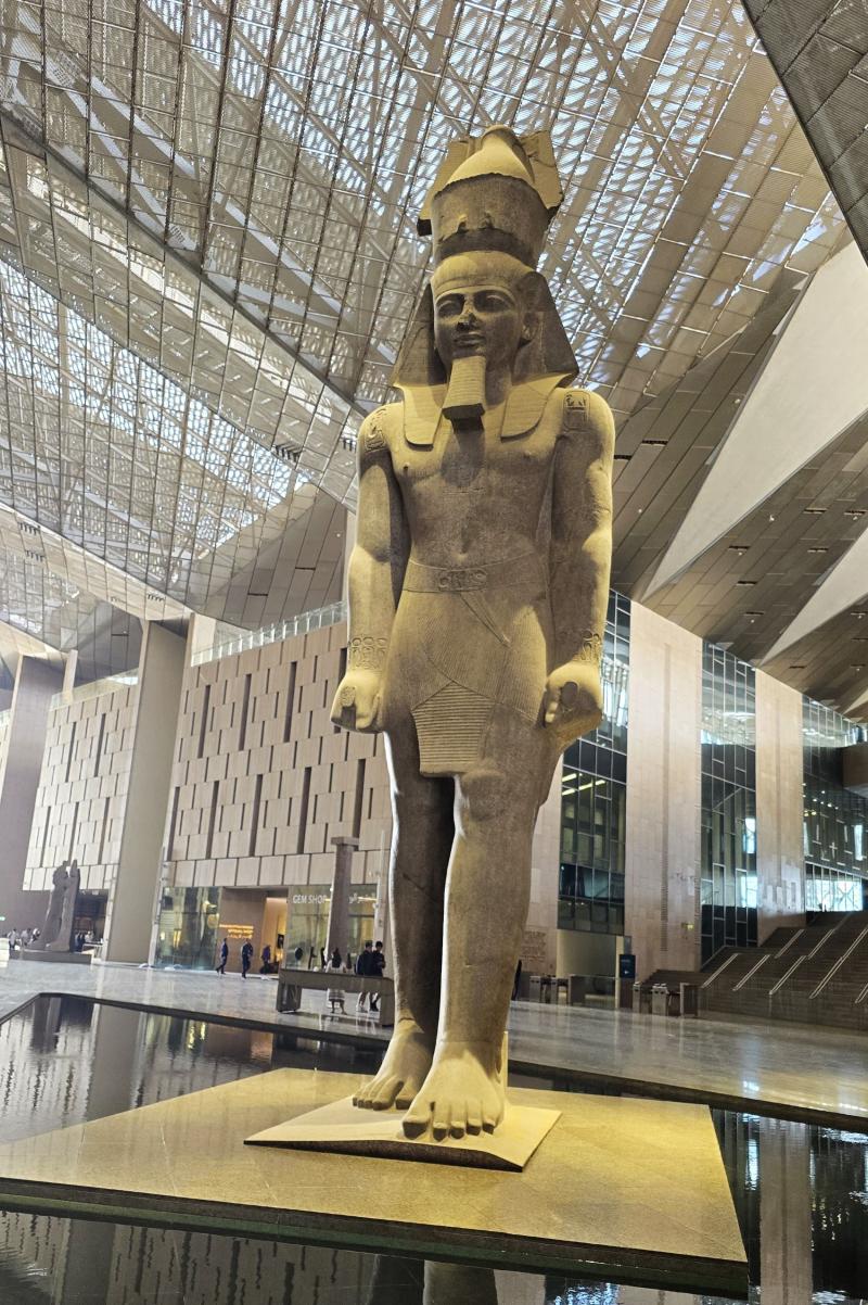 The magnificent, 3,200-year-old statue of Ramses the Great inside the new Grand Egyptian Museum in Giza, Egypt. 