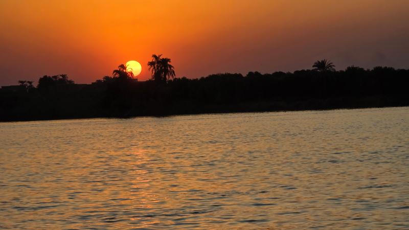 Sunset on the Nile River, as taken from Viking's new 82-passenger Viking Sobek.