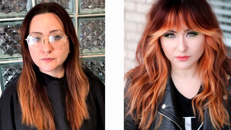 Before and after shot of the winning look for Beauty Badness 2024: The Fiercest Hair on Instagram