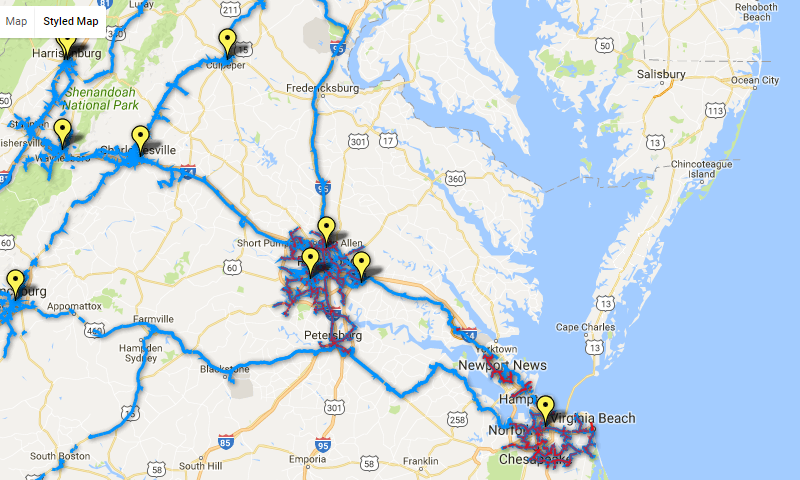 Part of Lumos Virginia network including its NorfolkHampton Roads expansion and area data centers Image Lumos  Google Ma