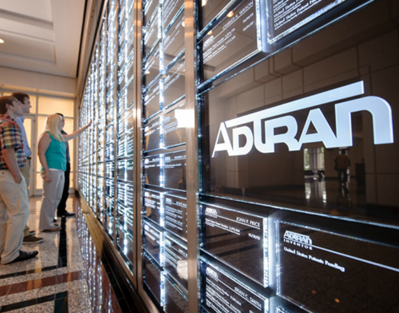 wall of plaques that represent patents