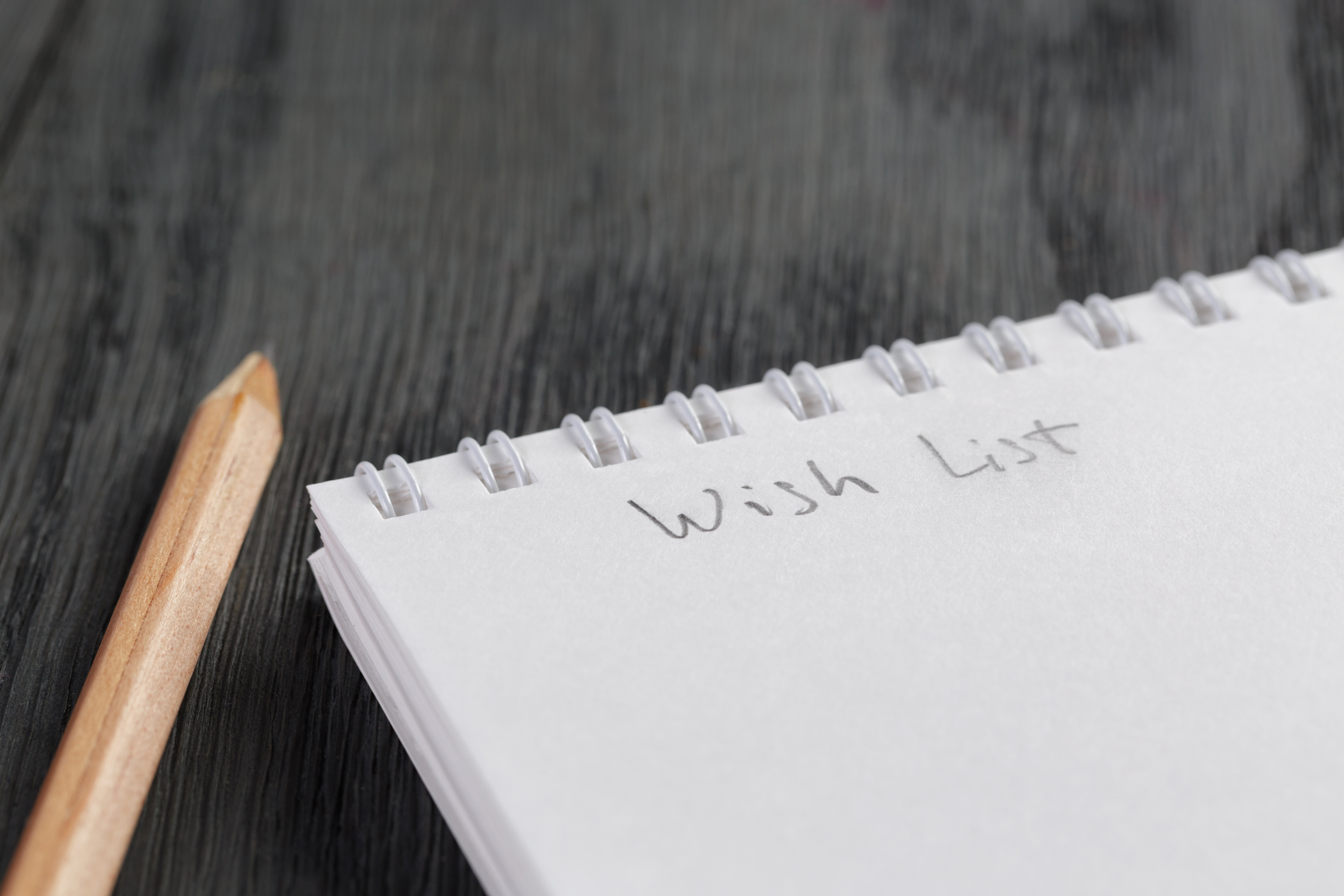 Wish list with a pencil