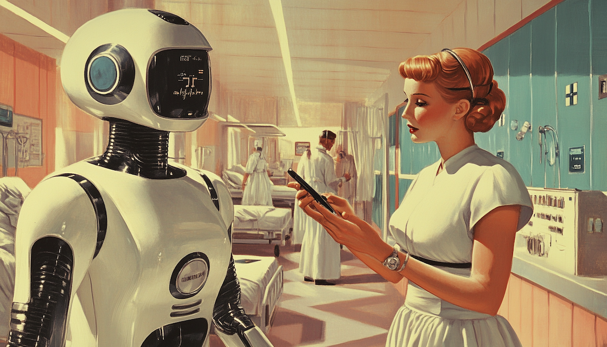 50s robot healthcare AI hospital future